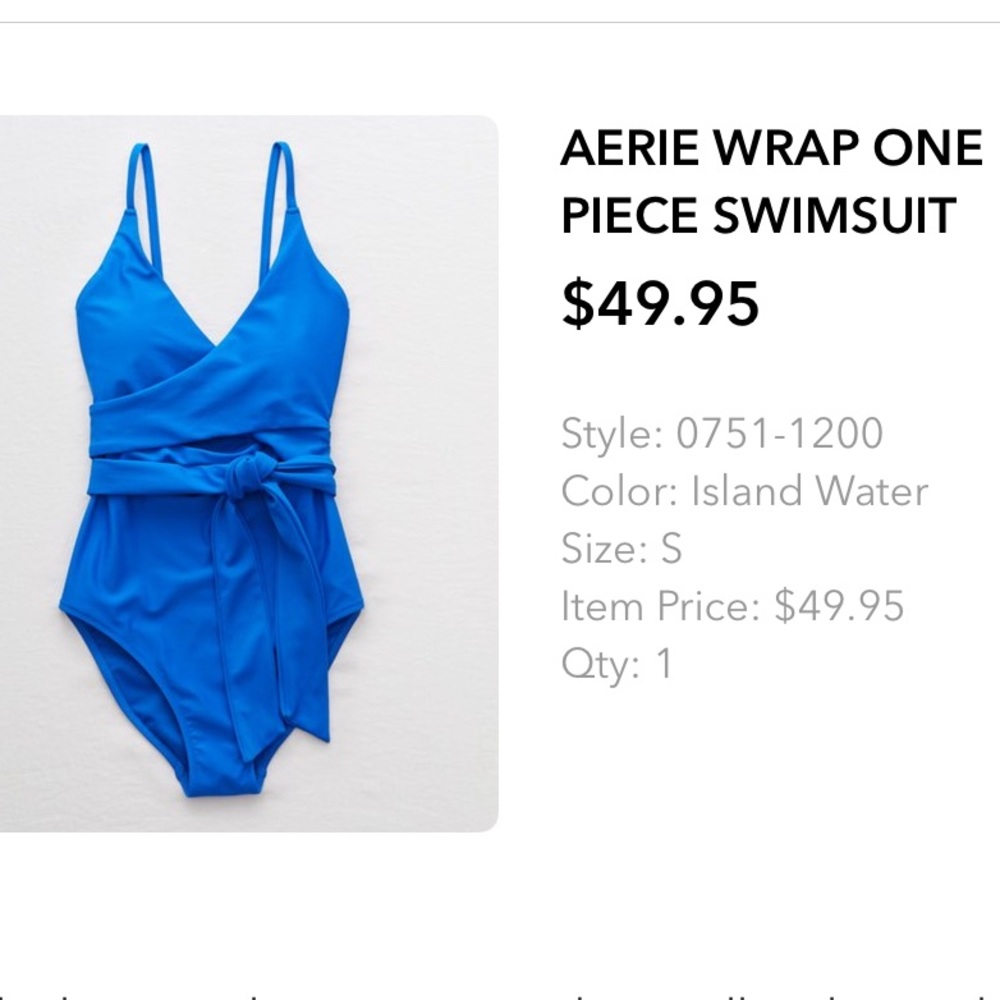Aerie Wrap One-Piece Swimsuit - Island Water Blue